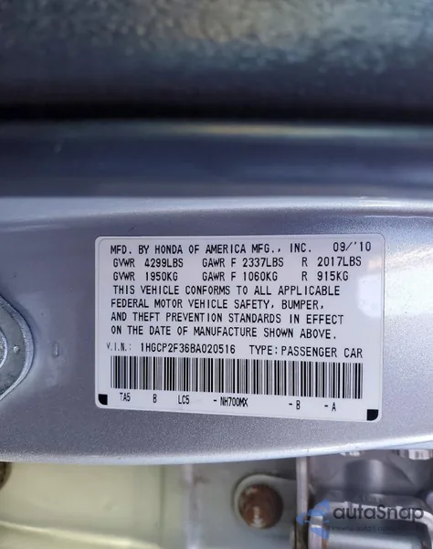 2011 Honda Accord Lx z USA, uszkodzony, nr VIN 1HGCP2F36BA020516